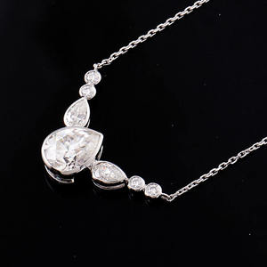 Collar de Moda con Diamante Moissanite de Corte Pera, Oro Blanco, Estilo Hip Hop, Collar Personalizado - Product Image 1