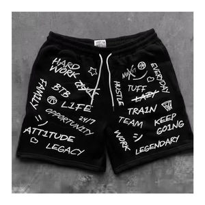 100% algodón peso pesado Terry Vintage lavado Sufaded Streetwear pantalones cortos hombres logotipo personalizado bordado parches diamantes de imitación pantalones cortos de sudor - Product Image 3