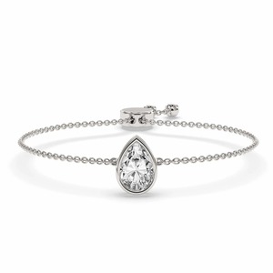 Teardrop Pear Lab Grown Diamond Fashion Bracelet 0.75 Ct Tw F-G Color VS Clarity 14K <b>Solid</b> <b>Gold</b> Delicate Daily Wear Sway - Product Image 1