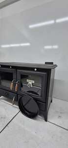 เตาไม้ Dorello สุดหรูพร้อมประตูกระจกเตาอบ, เครื่องวัดอุณหภูมิ, มือจับไม้ - Product Image 4