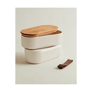 Magou 1000 Ml <b>Lunch</b> Box <b>Set</b> with Wooden Lid 2-Piece - Product Image 2