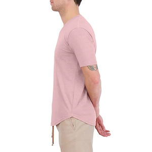 Camiseta personalizada de algodón y poliéster suave con dobladillo curvo para hombre, Camiseta con cuello en V y mezcla de tres materiales personalizada para hombre - Product Image 3