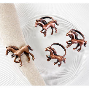 Fabuleux Design Cheval Anneau De Serviette En Métal Ensemble De 4 Porte-Serviettes Animaux Noirs Pour Hôtel Ware Porte-Mouchoirs De Table À Bon Prix - Product Image 5