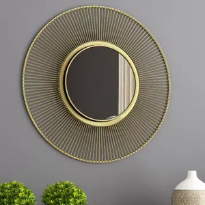 Miroir mural en métal de forme rectangulaire pour murs miroir mural élégant à cadre en métal de finition noire pour salon - Product Image 2