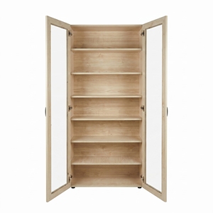 Archivador con Acabado Madera, Gabinete de Almacenamiento con Puerta de Vidrio, Estantería de Doble Puerta para Oficina o Escuela - Product Image 3