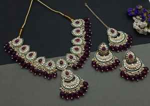 Ensemble de bijoux plaqué or kundan traditionnel indien et ensemble de collier en cuivre pour femmes et filles accessoires indiens bijoux femmes - Product Image 6