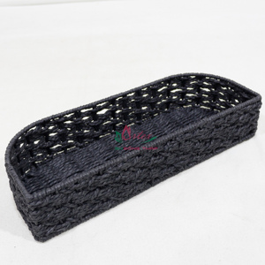 Plateau en corde de papier minimaliste écologique de style demi-ovale créatif, fait à la main, bac de rangement multifonctionnel pour la maison - Product Image 6