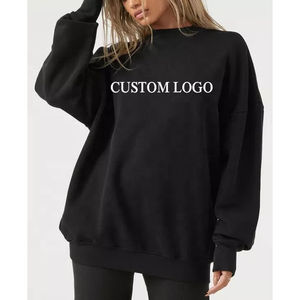 เสื้อสเวตเตอร์คอกลมสำหรับสตรีใส่ได้ทั้งชายและหญิงเสื้อสเวตเตอร์คอตตอนผ้าฟลีซให้ความอบอุ่น100% ลายปักโลโก้ด้านหน้าทรงโอเวอร์ไซส์สำหรับฤดูหนาว - Product Image 4