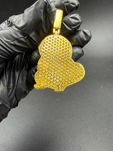 Collar con Colgante de Diamantes de Imitación VVS de Moda, Estilo Hip Hop, con Diamantes de Colores, Chapado en Oro, Plata 925, Diseño de Dibujos Animados - Product Image 4