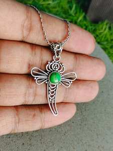 Pendentif Boho en argent sterling 925 Composite Turquoise Gemstone avec plaqué or argent rhodié Pendentifs fins et breloques - Product Image 5