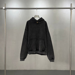 เสื้อฮู้ดดี้ผ้าฝ้ายทรงโอเวอร์ไซส์แบบหนาพิเศษ ล้างสีแบบแอซิด สำหรับผู้ชาย พิมพ์ลายหัวใจ ประดับคริสตัล ตะเข็บแบบ Reserve ทรงบ็อกซี่ ลุคทำเก่า ODM - Product Image 5