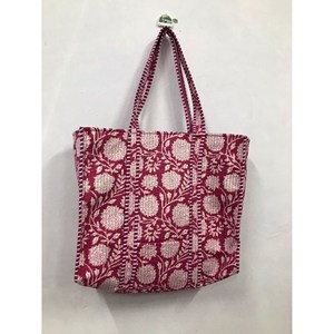 Bolso Tote Acolchado con Estampado Floral Hecho a Mano, Estilo Bohemio, Cierre Abierto, Decoración con Letras Bordadas, Algodón, para Todas las Temporadas - Product Image 1