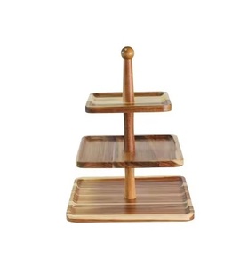 Support à gâteau carré en bois au design moderne idéal pour les desserts polyvalents lors des mariages, des réunions de famille et des événements festifs - Product Image 3