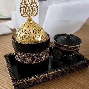 Ensemble de 3 brûleurs d'encens en métal écologiques de style arabe Bakhoor Oud pour la décoration de la maison et des hôtels - Product Image 2