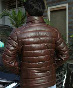 Chaqueta de piel de cordero real para hombre y mujer, chaqueta de cuero PU marrón con costuras Premium de invierno, chaqueta de cuero Premium de alta calidad, MOQs bajos - Product Image 2