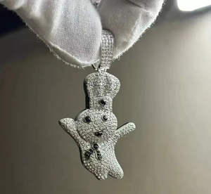 จี้เงินแท้ 925 ลายการ์ตูนน่ารัก สไตล์ฮิปฮอป ประดับเพชรโมอิสซาไนต์ทรงกลมเจียระไนแบบเหลี่ยม ชุบโรเดียม เหมาะสำหรับทั้งชายและหญิง เป็นของขวัญ - Product Image 3