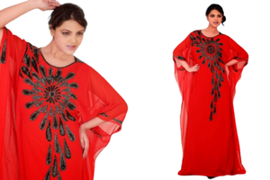 2022 Dubai Collection Design marocain Farasha Kaftan Belle rouge perles de pierre artisanales robes musulmanes traditionnelles accessoire - Product Image 2