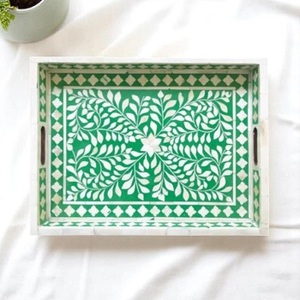 Plateau de service en os incrusté de haute qualité, fait à la main, motif floral, passe au lave-vaisselle et au micro-ondes, écologique, pour la décoration de la maison, vente en gros - Product Image 1