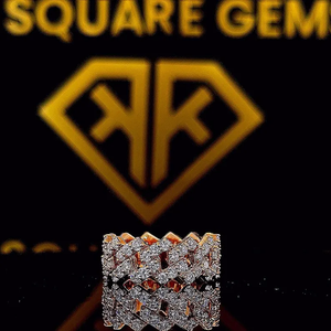 Banda de cadena de eslabones cubanos antiguos, banda de boda de moissanita de corte brillante redondo incoloro para novio, banda para hombres - Product Image 5