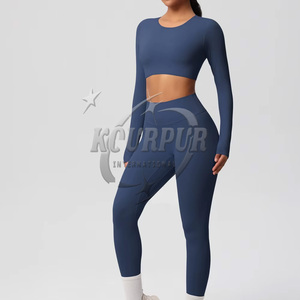 Conjunto de Yoga de 2 piezas de calidad premium para mujer, ropa deportiva sin costuras para gimnasio en color natural, ropa deportiva de talla grande para fitness - Product Image 3