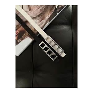 Offre spéciale 2 pièces : Ceinture basique pour femme, ceinture pour veste, ceinture pour robe avec boucle à chaîne fine - NOIR ET BLANC-ARGENT - Product Image 2