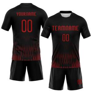 Maillot uniforme de volley-ball à sublimation noir et rouge personnalisé, concevez votre propre uniforme de volley-ball respirant pour adulte - Product Image 1