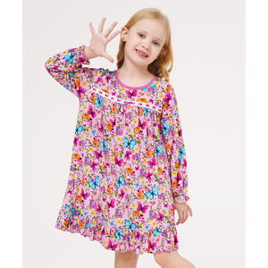 Chemises de nuit décontractées à manches longues pour filles, tailles 3T-12Y, fabriquées en tissu tissé doux dérivé du bambou - Product Image 2