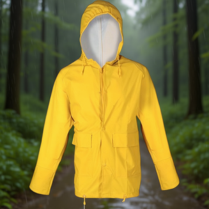 ASATEX Yellow PU Rain Jacket Lightweight and Durable <b>Raincoat</b> - Product Image 3