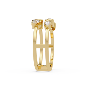 Luxury <b>Rings</b> 14k Pure <b>gold</b> Double Band <b>Ring</b> Bezel <b>Set</b> Heart Emerald Marquise Round Lab grown Diamond Engagement <b>Rings</b> Women Gift - Product Image 3