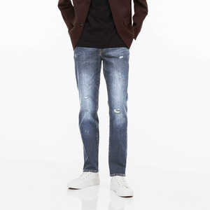 Men Wholesale Streetwear Party Breathable Spring Straight Fit Designer <b>Stretch</b> <b>Denim</b> Blue and Black Jeans - Product Image 1