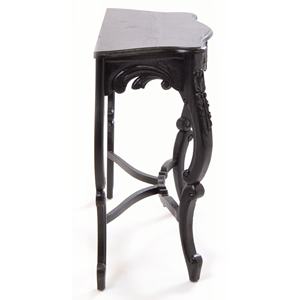 Mesa de Consola Clásica Ronaldo Hecha de Madera de Caoba Sólida con Tallados Simples en Madera y Acabado Negro. - Product Image 2