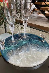 Plateau de service en résine époxy fait à la main polyvalent Essentiels de cuisine uniques pour la maison Restaurant Hôtel Décoratif Service Tra - Product Image 4