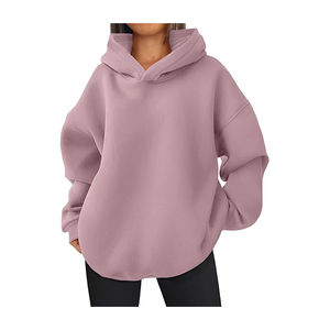 Sudaderas con capucha para mujer, ropa de calle de moda, sudaderas con capucha sueltas en blanco con hombros caídos simples para mujer, sudaderas con capucha transpirables, logotipo personalizado, servicio OEM - Product Image 3