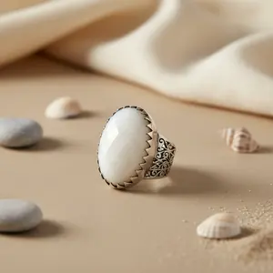 แหวนเงินแท้ 925 ประดับพลอยสีขาว ดีไซน์โดดเด่นสำหรับผู้หญิง เครื่องประดับสุดหรู - Product Image 1