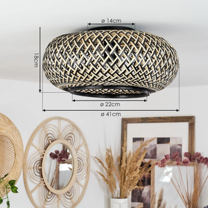 โคมไฟเพดานไม้ไผ่สีดำโคมไฟที่ทำจากวัสดุแฮนด์เมดอุปกรณ์ตกแต่งบ้านขายส่ง - Product Image 4