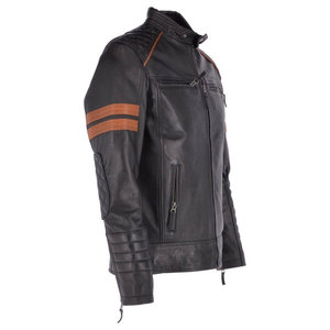 Chaqueta de motorista de cuero Premium en negro clásico y tostado: elegante diseño de Kingston para hombres, prendas de vestir exteriores de motocicleta de alta calidad - Product Image 5