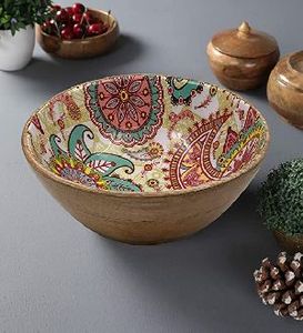 Ensemble de bols, cuillères et fourchettes en bois imprimé émaillé écologique pour salades, collations, repas contemporains - Ramadan, mariage - Product Image 6