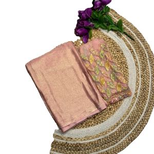 Recubrimiento de musgo recién lanzado con Sari de seda con borde brillante para mujer - Product Image 5