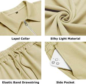 Conjunto de 2 piezas de traje de entrenamiento de fútbol para hombre, transpirable, respetuoso con el medio ambiente, pantalones cortos con cordón, camiseta de poliéster/algodón - Product Image 6