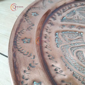 ถาดเสิร์ฟทองแดงถาดเสิร์ฟแบบกลมเคลือบหรูหราอุปกรณ์โรงแรมงานแฮนด์เมดดีไซน์เนอร์ขายส่ง - Product Image 6