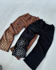 Chándal de lana transpirable de 400GSM de peso pesado OEM para hombre, conjunto acampanado de secado rápido, ropa de calle con serigrafía de diamantes de imitación para gimnasio de invierno - Product Image 3