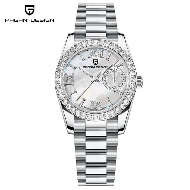PAGANI DESIGN 1776 New With Drill Luxury Watch Women Quartz Stainless Steel Sapphire Diamond Watches 100M Waterproof Lady Watch