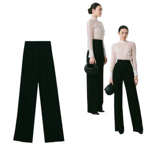 กางเกงขากว้าง SIKA สีดําลําลองพร้อมกระเป๋าซิปพร้อมส่งผลิตในเวียดนามกางเกงผู้หญิงขาตรงสบาย - Product Image 1