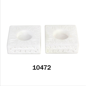 Bougeoir Tricia en marbre blanc design Triangle fait à la main pour la décoration de la maison - Product Image 3