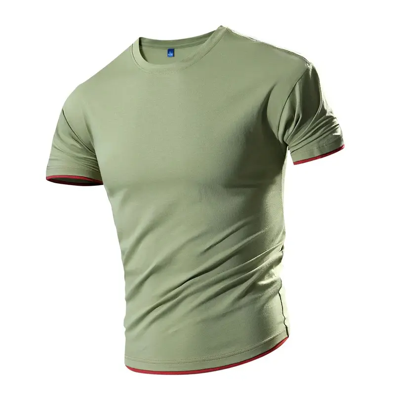 Camiseta de Color sólido de calidad Premium para hombre, camisetas informales con cuello redondo, Camiseta de algodón 100% de verano para hombre, bonita