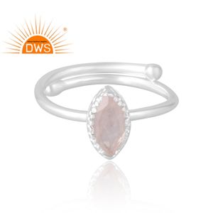 Anillo de piedras preciosas de cuarzo rosa Natural de Plata de Ley 925 más vendido, joyería personalizada para mujer, regalo para ella - Product Image 3