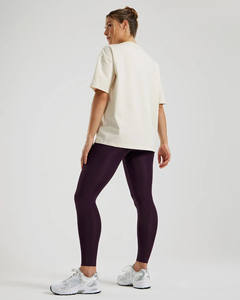 OEM logotipo personalizado Beige comodidad Oversize manga corta Mujer camiseta transpirable 100% algodón elegante relajado ajuste gimnasio entrenamiento camiseta - Product Image 5