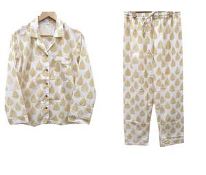 Pyjamas pour adultes en pur coton Ensemble pyjama de printemps à imprimé floral Ensemble de pyjama doux pour dormir à la maison Costume d'été sexy-Cadeau parfait pour - Product Image 1