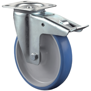 Ruedas Giratorias para Muebles BS Casters con Diámetro de Rueda de 80 mm, Capacidad de Carga de 125 kg, Bloqueo Total, Poliuretano, 104x80 mm, Ruedas Azules - Product Image 3