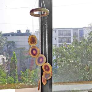 Campanas de Viento de Alta Calidad con Rodajas de Ágata Marrón, Geoda, Decoración Navideña, Artesanía, Rodajas de Ágata Coloridas para el Hogar - Product Image 5